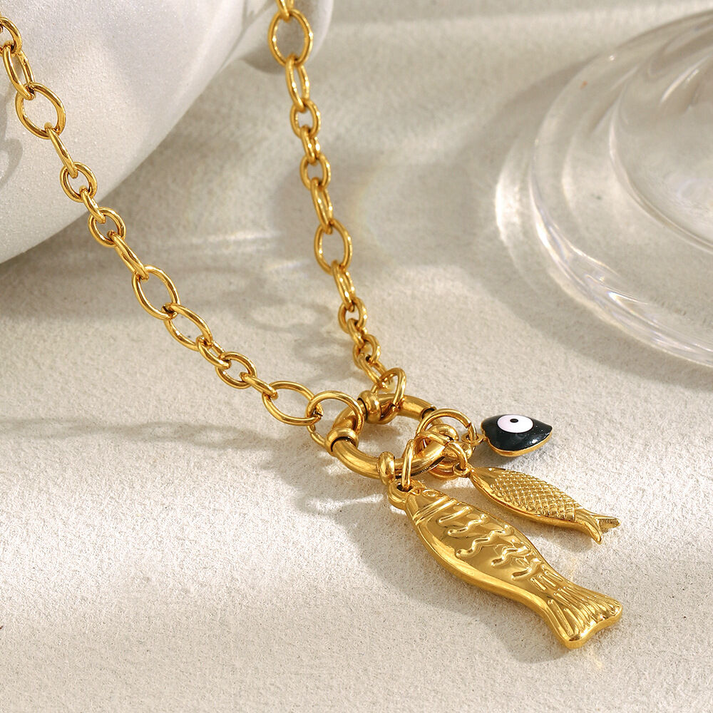 1 Stück Sommerfisch-Anhänger aus Edelstahl, wasserdicht, goldfarben, Damenkette Bild6