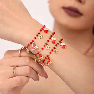 Romantic Christmas Stainless Steel Waterproof Garnet Women's Jewelry Sets h5 Picture3
