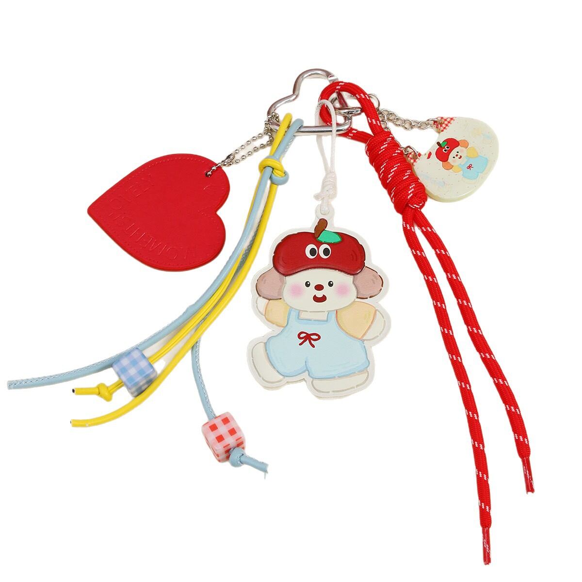 1 Piece Adorable Cartoon Little Girl with Apple Shaped PU Women's Bag Charm h5 Picture5