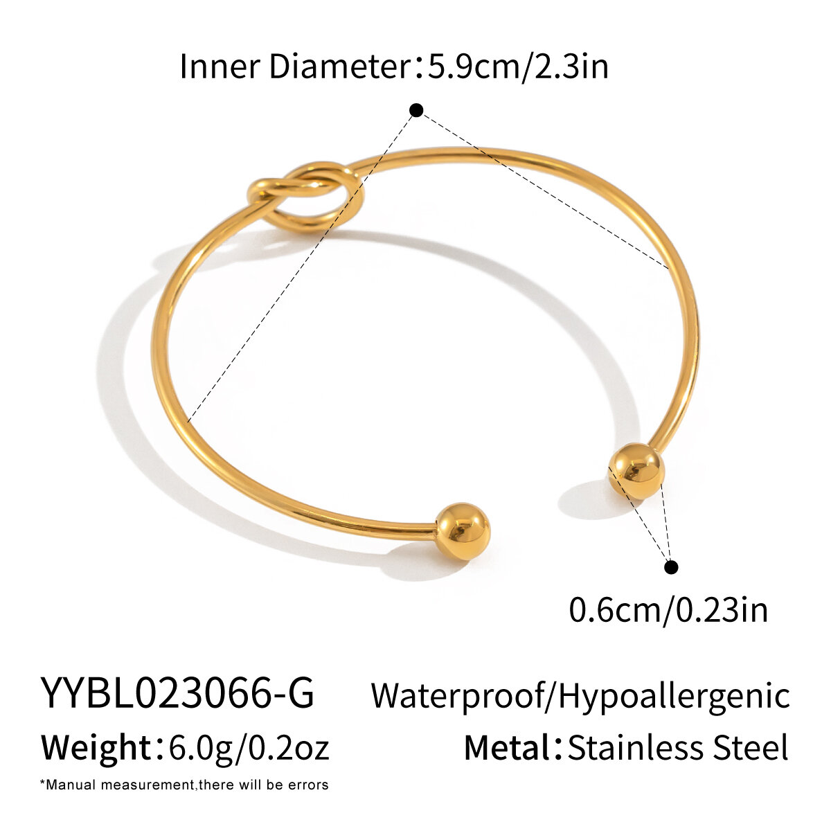 1 Piece Simple Series Twist Stainless Steel Waterproof Gold Color Cuff Bracelet h5 