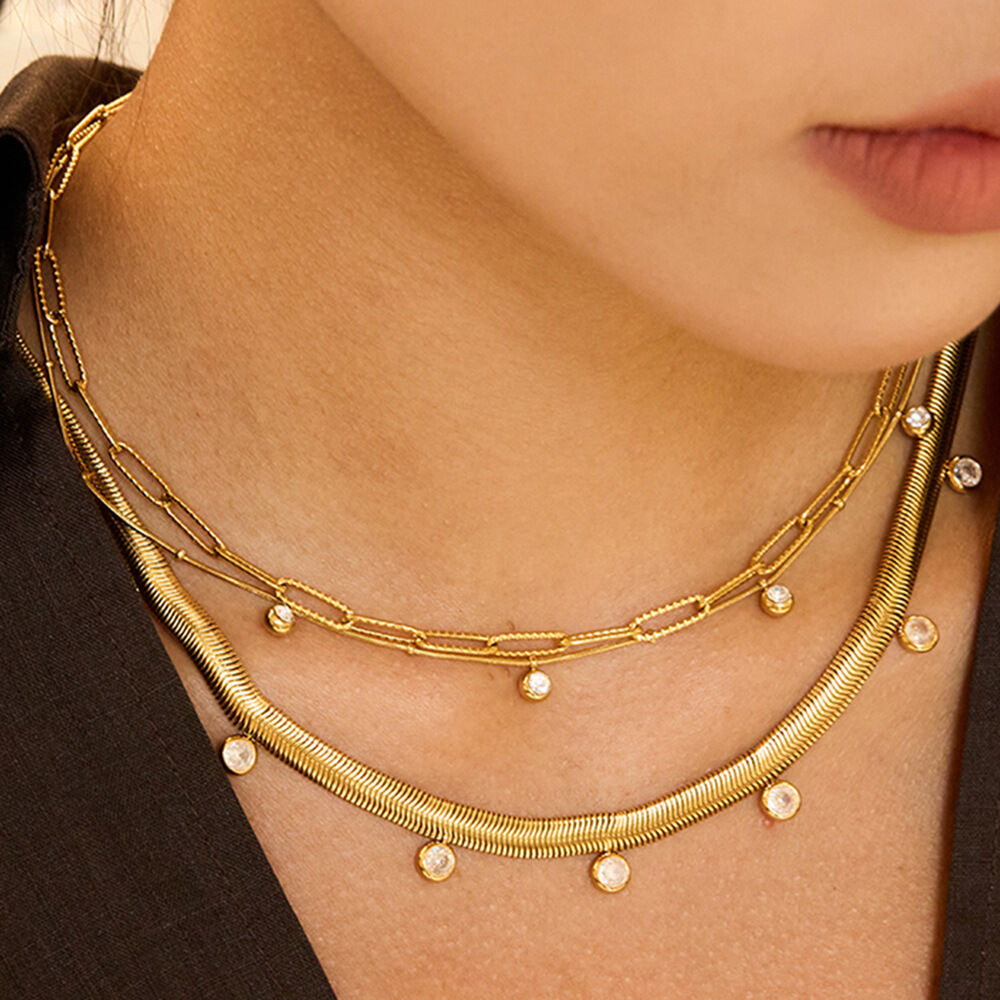 1 pezzo di collana con ciondolo da donna in acciaio inossidabile impermeabile color oro con linee eleganti 2