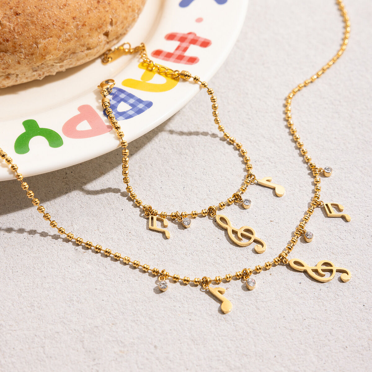 Designable Note Stainless Steel Waterproof Gold Color Women's Jewelry Sets h5 Picture6