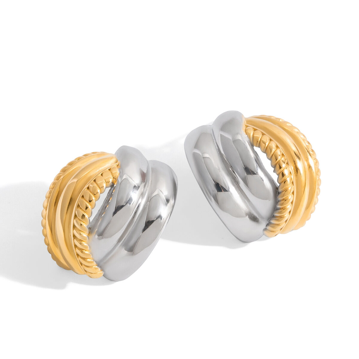 1 paire de boucles d'oreilles puces simples en acier inoxydable, couleurs or et argent, étanches, pour femmes