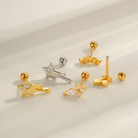 1 Stück Kirsche Kupfer Gold Farbe Zirkon Piercing Ohrring 2