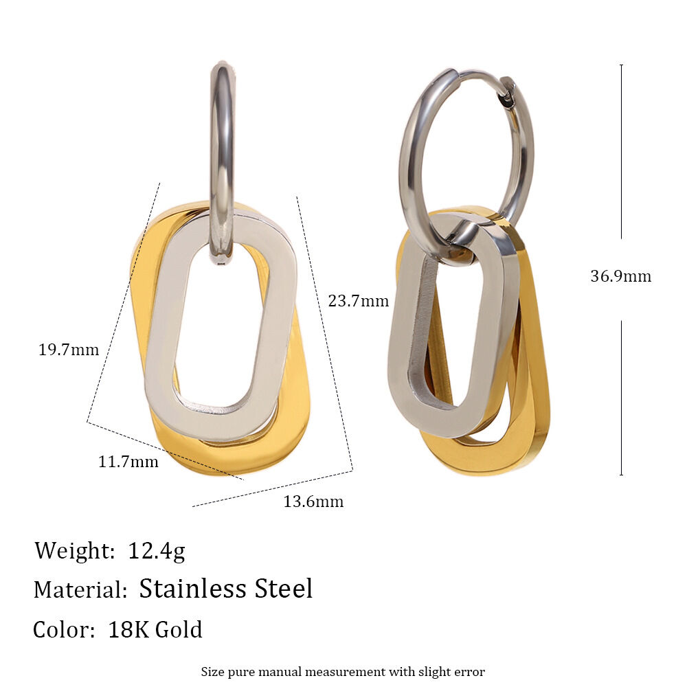 Deux boucles d'oreilles ovales - Bicolore Image2