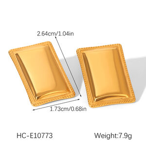 1 Pair Simple Series Daily Rectangle Stainless Steel Waterproof Gold Color Women's Stud Earrings h5 Picture2