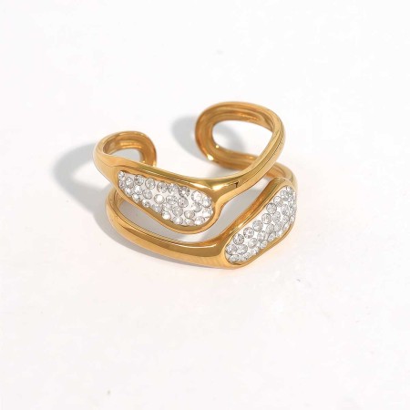 1 Piece Simple Irregular Shape Stainless Steel Waterproof  Gold Color Statement Rings