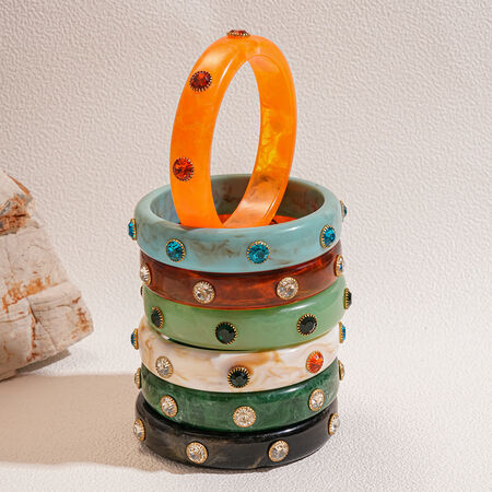 1 Piece Retro Gradient Color Acrylic Bangle