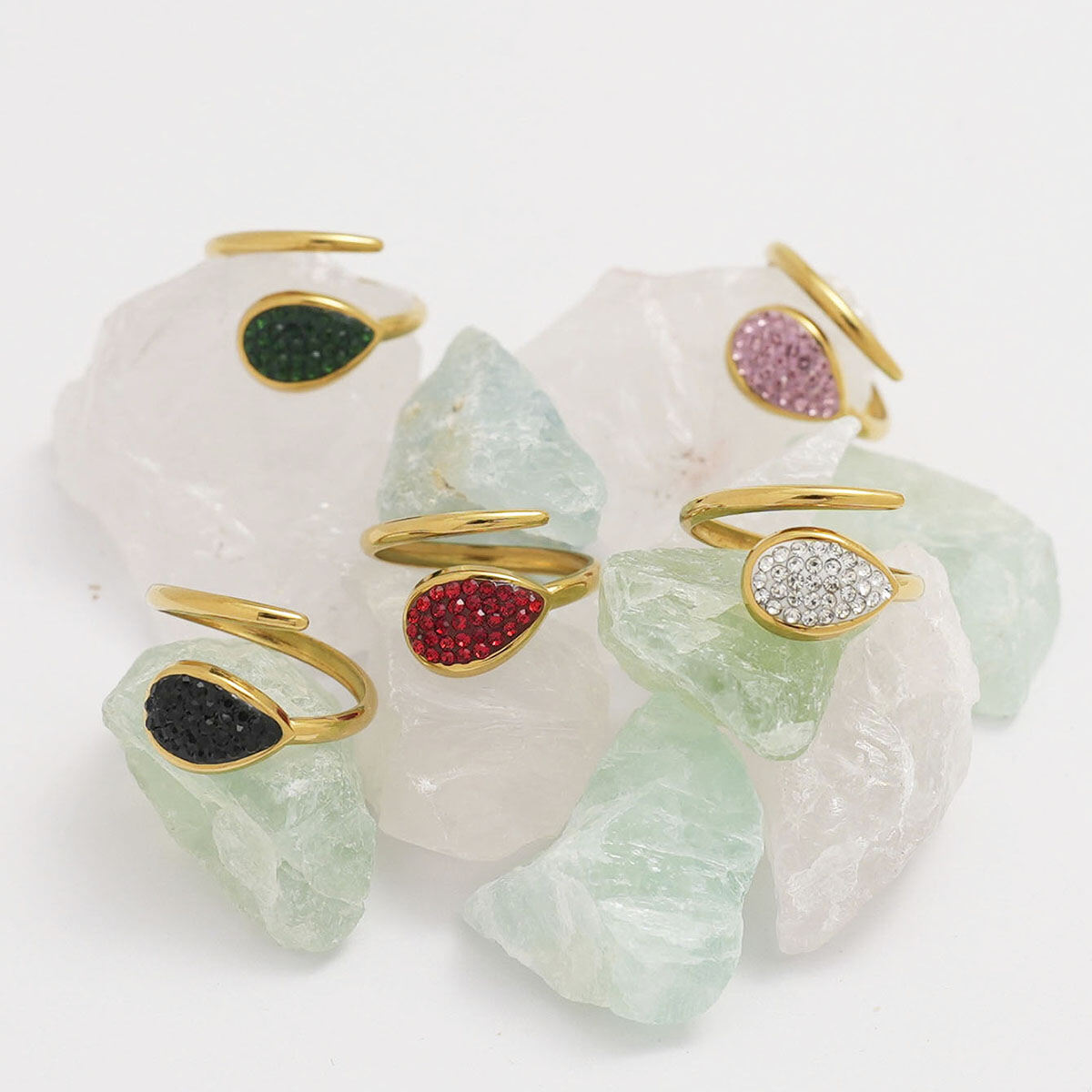 1 Piece  Casual Droplet Irregular Shape Stainless Steel Waterproof Women‘s  Statement Rings h5 Picture8