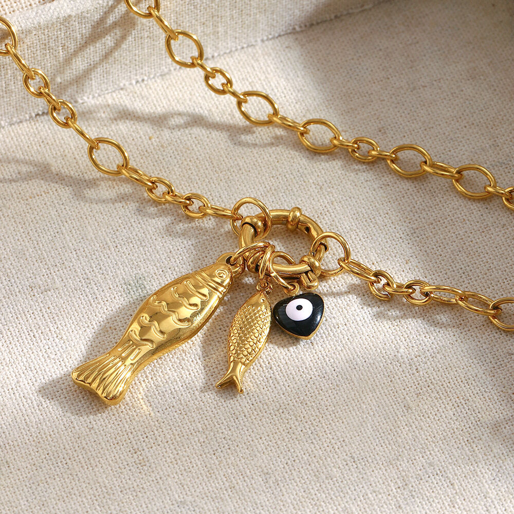 1 Stück Sommerfisch-Anhänger aus Edelstahl, wasserdicht, goldfarben, Damenkette Bild7
