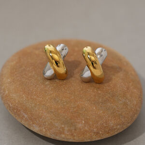 1 Piece Simple Series Daily Patchwork Stainless Steel Waterproof Gold Color Women's Stud Earrings h5 Picture4