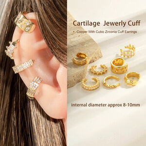 1 Piece Copper Gold Color Zircon Ear Cuffs h5 Picture4
