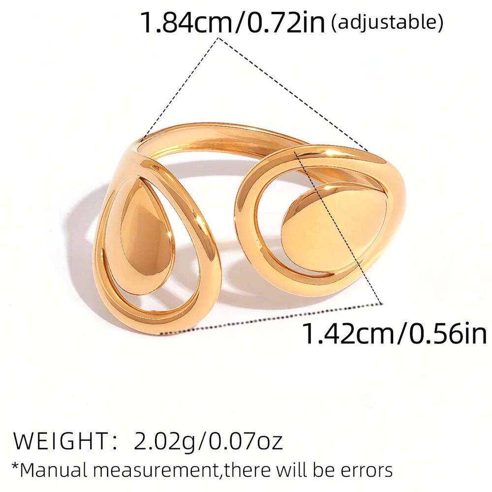 Anillos de acero inoxidable huecos minimalistas de moda vintage para mujer, resistentes al agua, 1 pieza