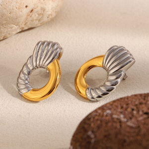 1 Pair Casual Circle Stainless Steel Waterproof Gold Color Women's Stud Earrings h5 Picture4