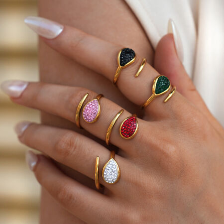 1 Piece Casual Droplet Irregular Shape Stainless Steel Waterproof Women‘s Statement Rings