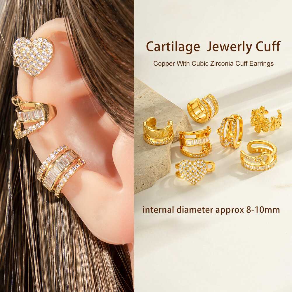 1 Piece Copper Gold Color Zircon Ear Cuffs Picture4