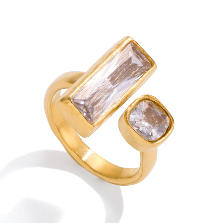 1 pezzo di anelli rettangolari lucidi in acciaio inossidabile color oro impermeabili