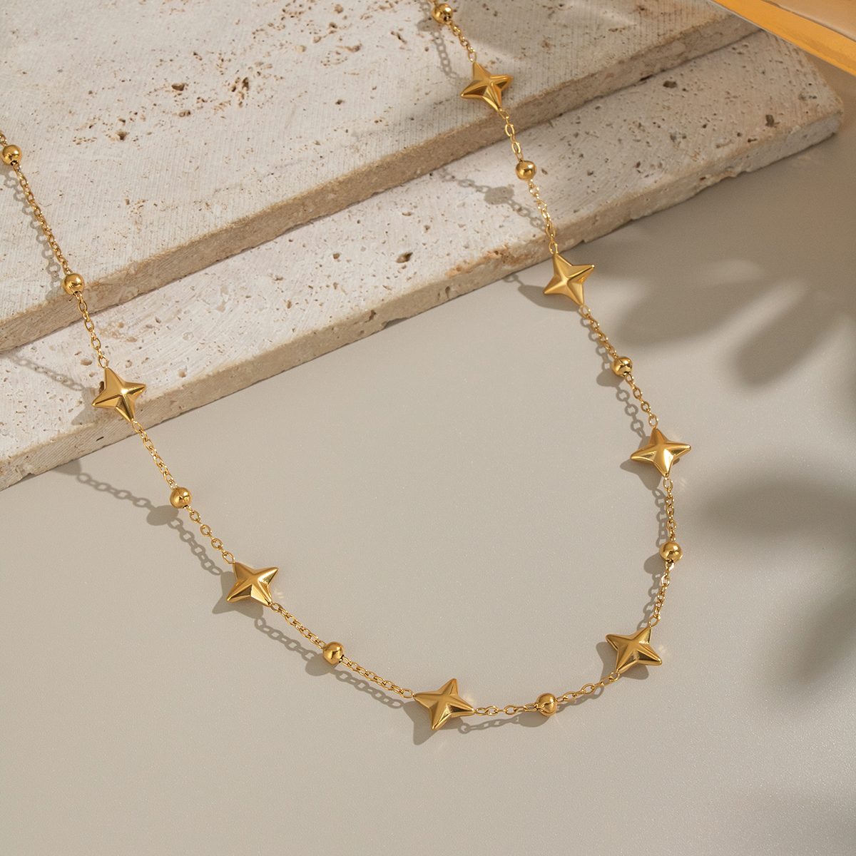 1 Piece Stars Stainless Steel Waterproof Gold Color Chain Necklace h5 Picture3