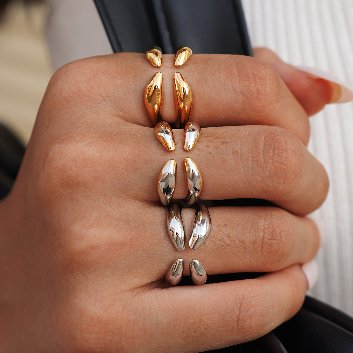 1 pezzo semplice forma irregolare in acciaio inossidabile impermeabile color oro anelli da donna