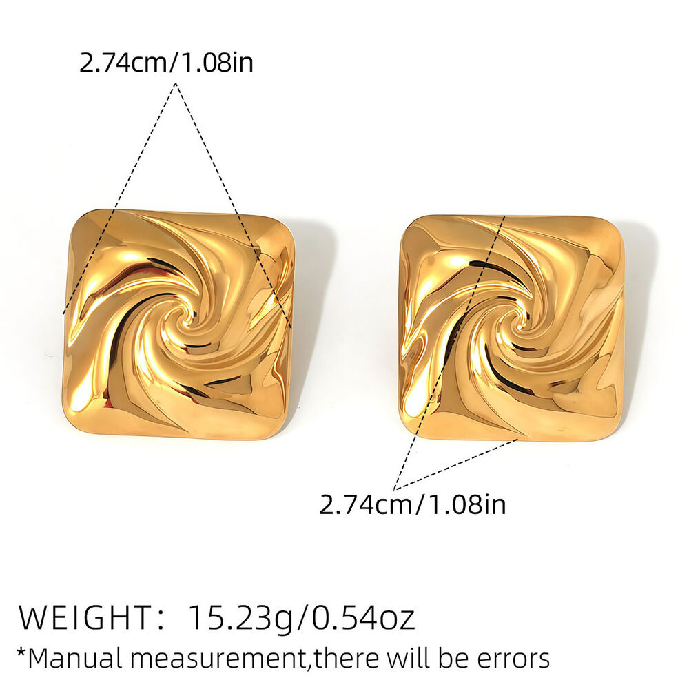 1 Pair Simple Thread Stainless Steel Waterproof Gold Color Women‘s Stud Earrings Picture2