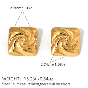 1 Pair Simple Thread Stainless Steel Waterproof Gold Color Women‘s Stud Earrings h5 Picture2