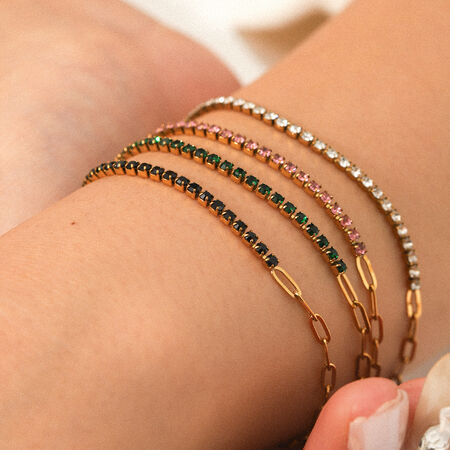 1 Piece Daily Patchwork Stainless Steel Waterproof Gold Color Women's Chain Bracelets