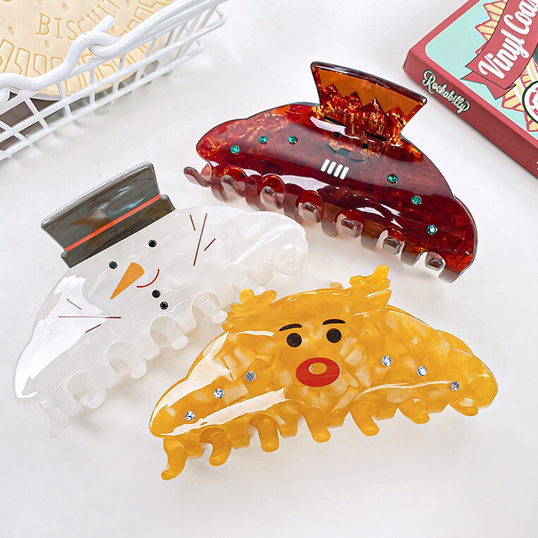 1 stuk Cuat Kerstmis Sneeuwpop Patroon Cadeau PVC Dames Haarklauwen h5 Afbeelding2