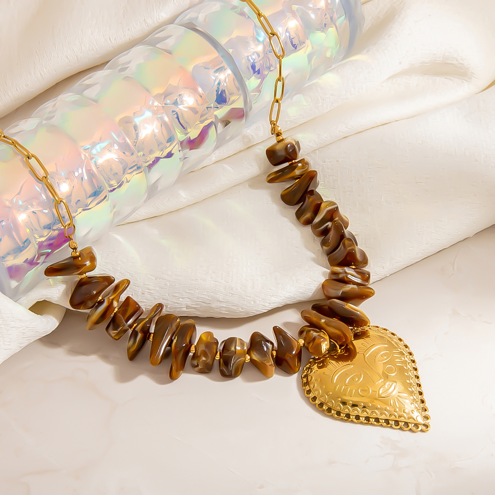 1 Piece  Daily  Heart Stainless Steel  Gold Color  Women's Beaded Necklaces