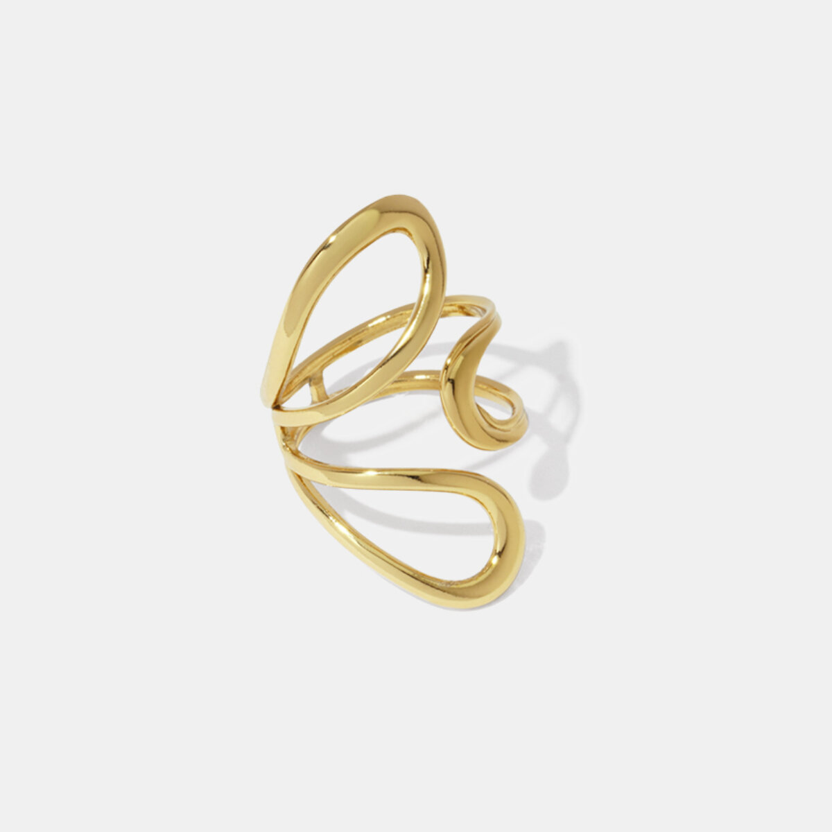 Anello minimalista color oro impermeabile in acciaio inossidabile dalla forma irregolare