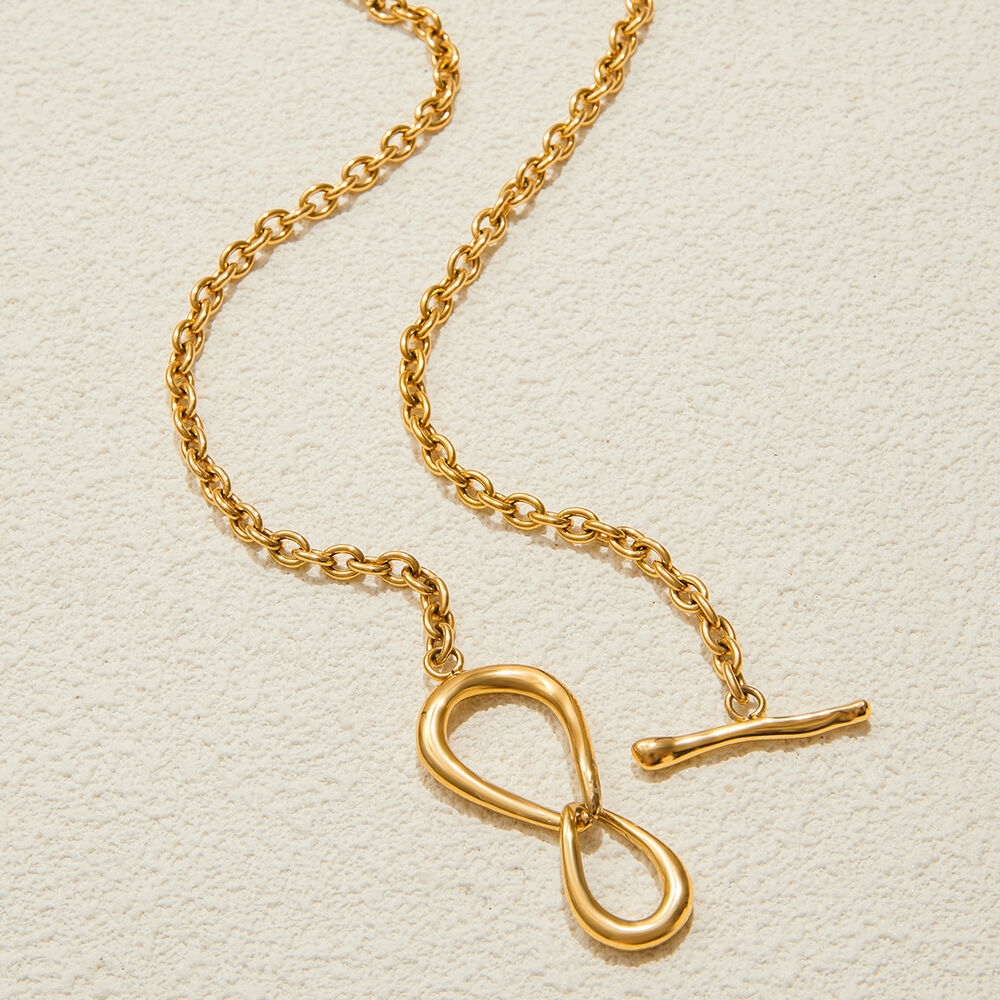1 Piece Simple Irregular Shape Twist Stainless Steel Waterproof Gold Color Women's Chain Necklaces Picture6
