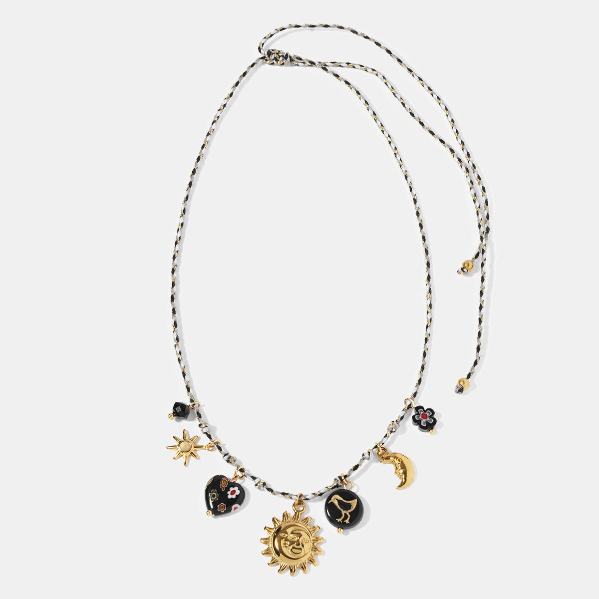 Collana con ciondolo a forma di cuore e sole in acciaio inossidabile, impermeabile e regolabile Immagine2
