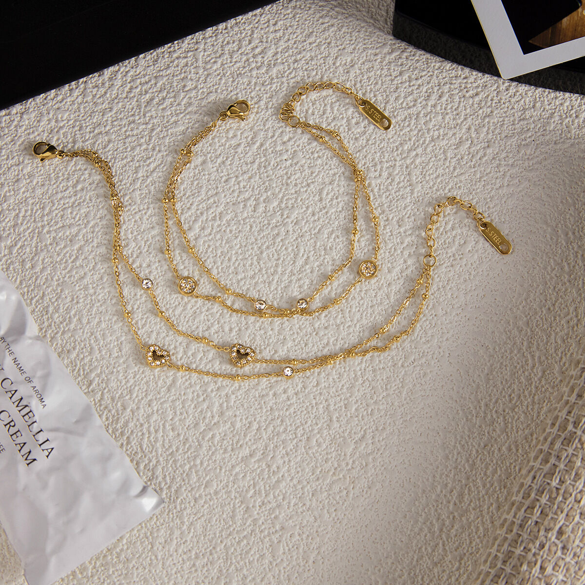 1 Piece Luxurious Heart Stainless Steel Waterproof Gold Color Women's Chain Bracelets h5 Picture6