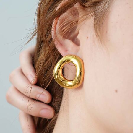 1 Piece Elegant Irregular Shape Stainless Steel Waterproof Gold Color Women's Stud Earrings