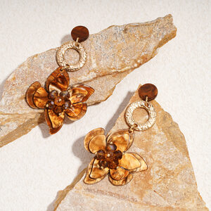 1 Pair Retro Flower Resin Dangle Earrings h5 Picture4