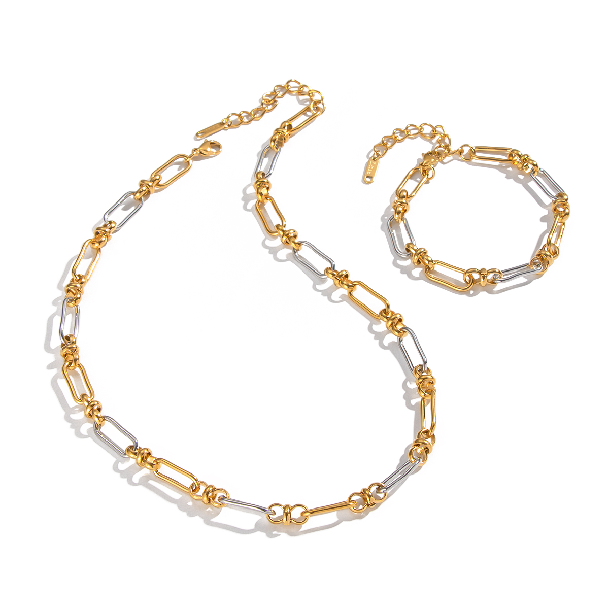 Mixed Gold Color And Silve Stainless Steel Waterproof Necklace Set h5 Picture6