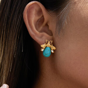 1 Paar elegante, wasserdichte Ohrstecker aus Edelstahl in Goldfarbe mit Insektenmotiv und Zirkonia-Natursteinen für Damen h5 Bild4