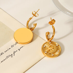 1 Paar Daily Cross Edelstahl-Ohrhänger, wasserdicht, goldfarben, mit Zirkonia-Motiv, für Damen. h5 Bild5