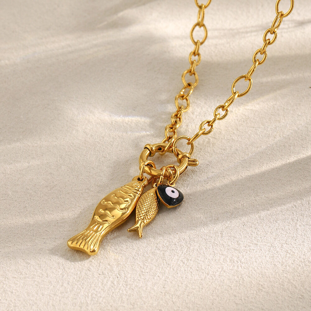 1 Stück Sommerfisch-Anhänger aus Edelstahl, wasserdicht, goldfarben, Damenkette Bild5