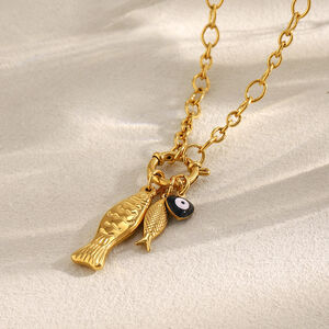1 Stück Sommerfisch-Anhänger aus Edelstahl, wasserdicht, goldfarben, Damenkette h5 Bild5