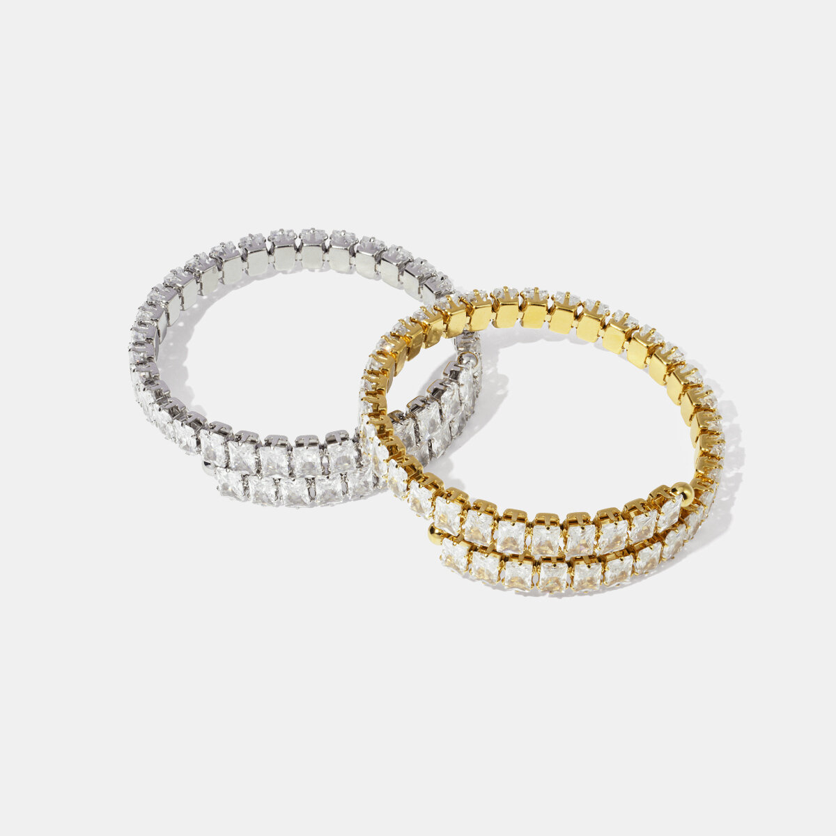 Bracelet manchette luxueux en acier inoxydable étanche couleur or avec zircon h5 Image2