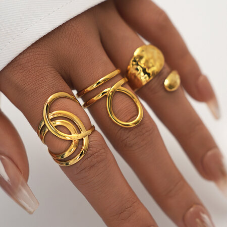 1 Piece Simple Retro Irregular Shape Stainless Steel Waterproof Women's Statement Rings