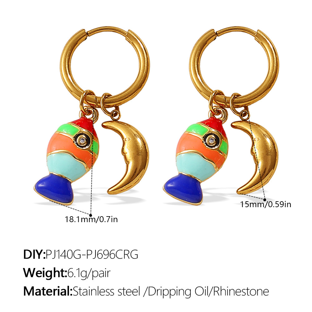 1 Pair Oceanic Stainless Steel Waterproof Gold Color Drop Earrings Picture2