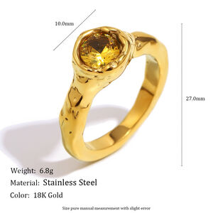 1 Stück zarter, wasserdichter Damenring aus Edelstahl in Goldfarbe mit Edelsteinen h5 Bild7