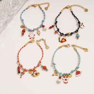 Braccialetti con ciondoli da donna color oro impermeabili in acciaio inossidabile con motivo natalizio, 1 pezzo h5 Immagine3