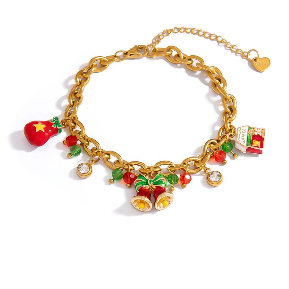1 Piece Lovely Pendant Christmas DIY Stainless Steel Waterproof Women's Charm Bracelets