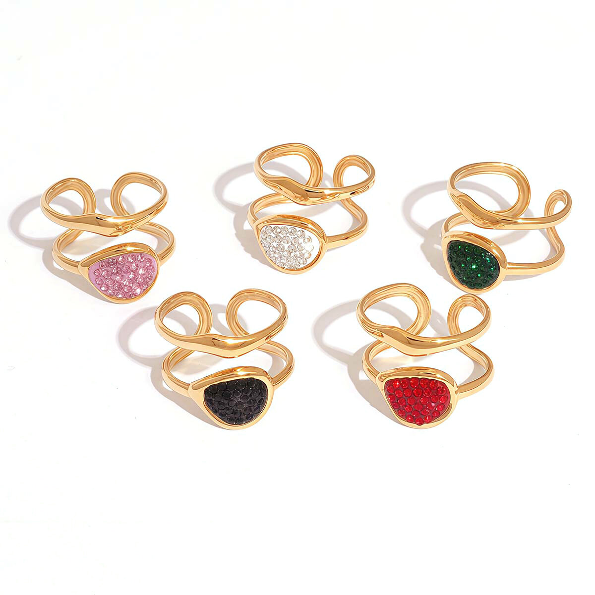1 Stück lässiger, durchbrochener, wasserdichter Statement-Ring aus Edelstahl in Goldfarbe h5 Bild10