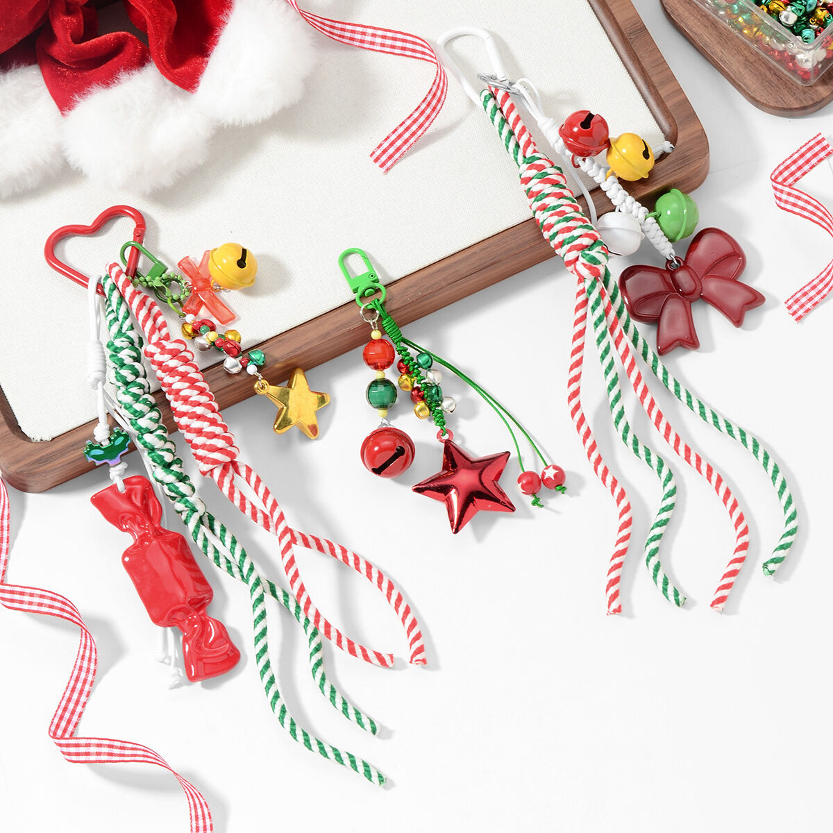 1 Piece Cute Heart Bow Knot Christmas Bag Charm