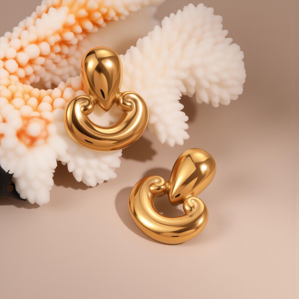 1 Pair Elegant Droplet Mixed Color Stainless Steel Waterproof Women's Stud Earrings h5Picture3