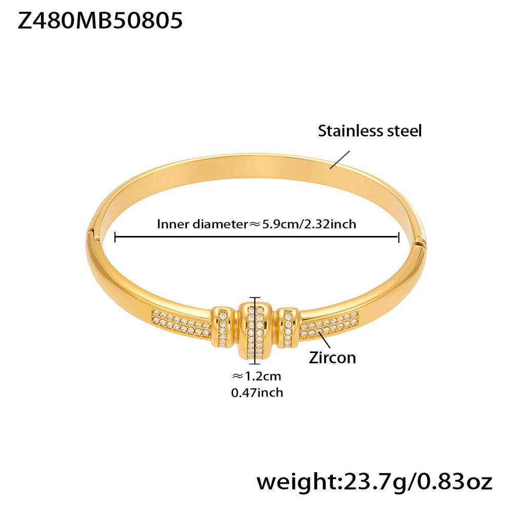 1 Piece Designable Irregular Shape Twist Stainless Steel Waterproof Gold Color Zircon Women's Bangles