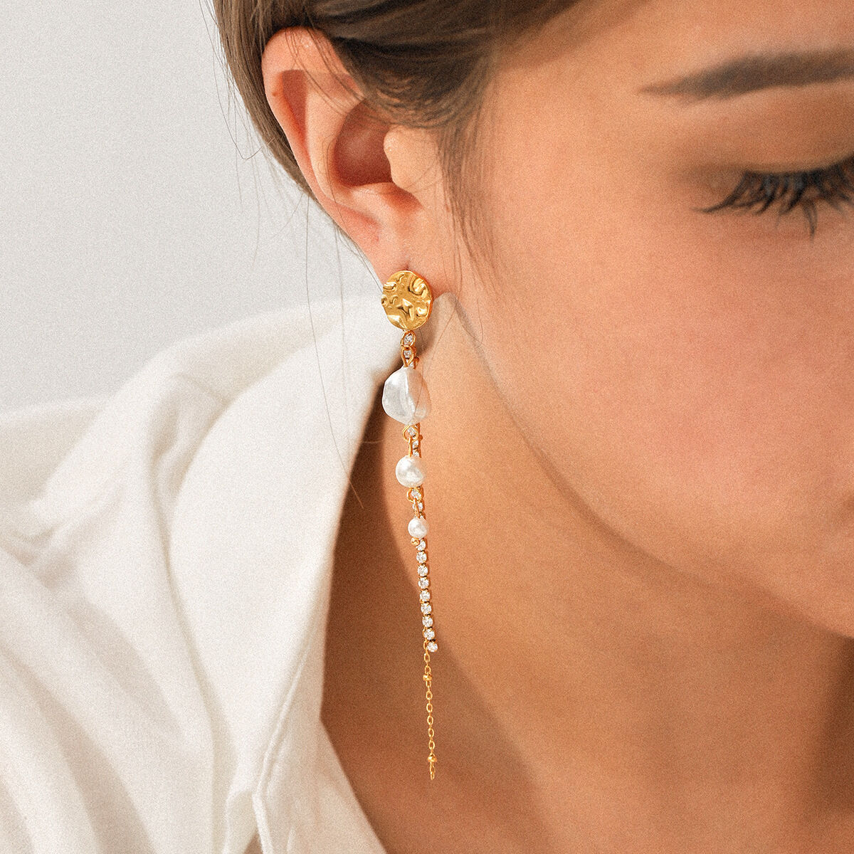 1 Pair Simple  Daily Tassel Stainless Steel Waterproof  Gold Color  Women's Beads Earrings